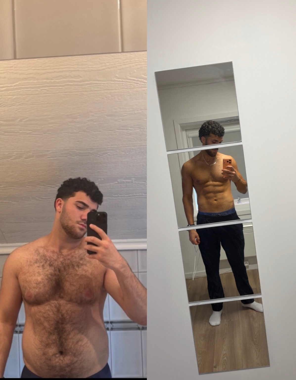 Før-og-etter-bilder av Masoud, 19 år.